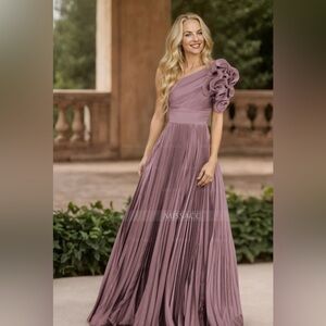 Elegant One-Shoulder Mauve Dress